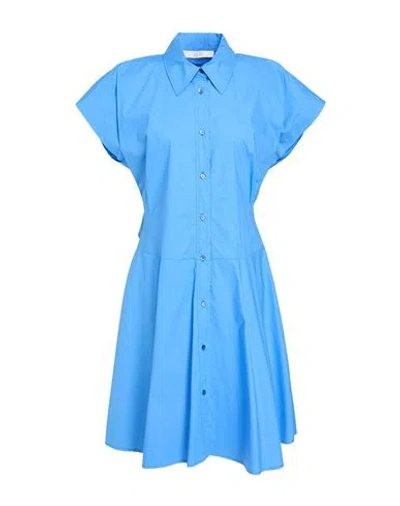 19.70 Nineteen Seventy Woman Midi Dress Azure Size 8 Cotton In Blue