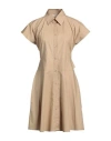 19.70 Nineteen Seventy Woman Midi Dress Beige Size 8 Cotton In Beige
