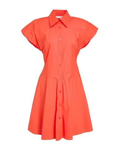19.70 Nineteen Seventy Woman Midi Dress Coral Size 4 Cotton In Red
