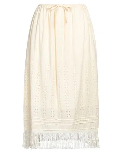 19.70 Nineteen Seventy Woman Midi Skirt Cream Size L Cotton, Polyester In White
