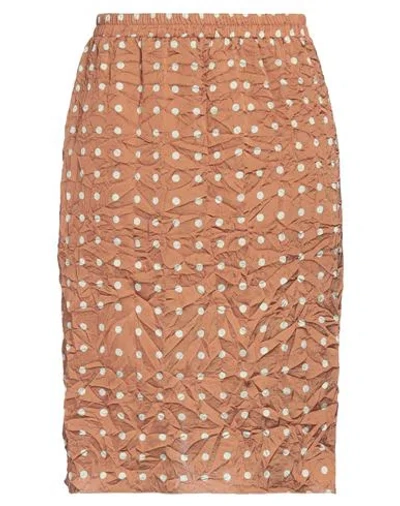 19.70 Nineteen Seventy Woman Midi Skirt Tan Size 6 Polyester In Brown