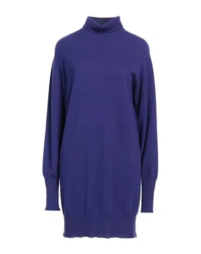 19.70 Nineteen Seventy Woman Mini Dress Purple Size S Wool, Cashmere In Blue
