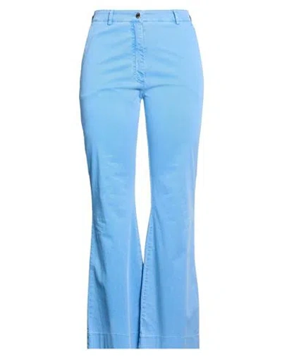 19.70 Nineteen Seventy Woman Pants Azure Size 10 Cotton, Elastane In Blue