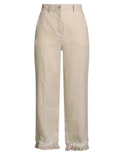 19.70 Nineteen Seventy Woman Pants Beige Size 6 Linen In Neutral