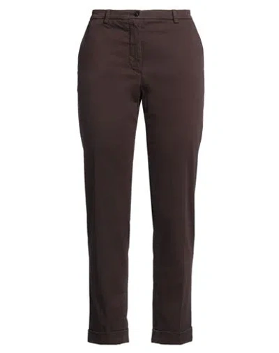 19.70 Nineteen Seventy Woman Pants Dark Brown Size 14 Cotton, Elastane