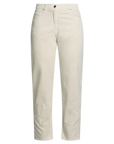 19.70 Nineteen Seventy Woman Pants Ivory Size 8 Cotton, Modal, Elastane In Brown