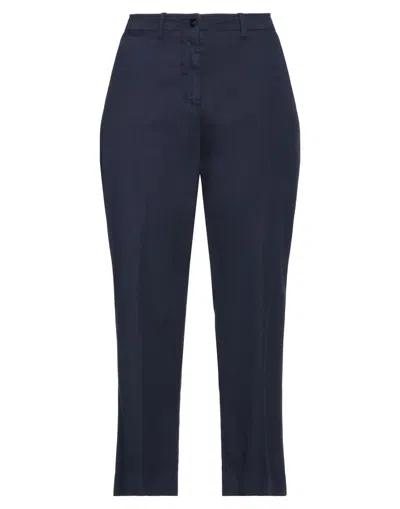 19.70 Nineteen Seventy Woman Pants Midnight Blue Size 6 Cotton, Linen, Elastane In Multi