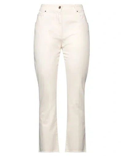 19.70 Nineteen Seventy Woman Pants Off White Size 4 Cotton, Elastane