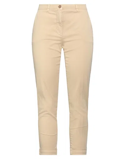 19.70 Nineteen Seventy Woman Pants Sand Size 12 Cotton, Elastane In Beige