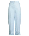 19.70 Nineteen Seventy Woman Pants Sky Blue Size 10 Linen In Blue