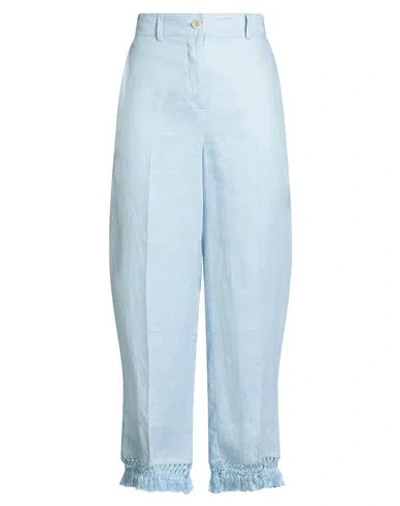 19.70 Nineteen Seventy Woman Pants Sky Blue Size 10 Linen