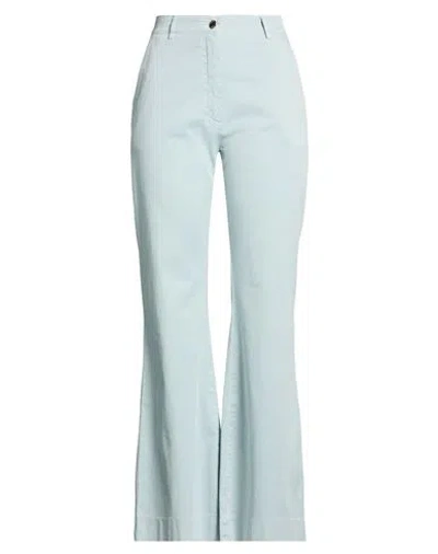 19.70 Nineteen Seventy Woman Pants Sky Blue Size 6 Cotton, Elastane