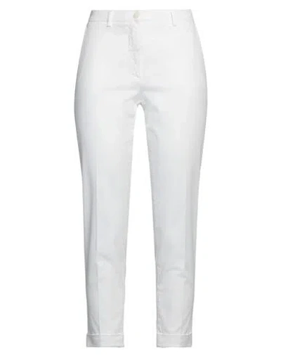 19.70 Nineteen Seventy Woman Pants White Size 10 Cotton, Elastane