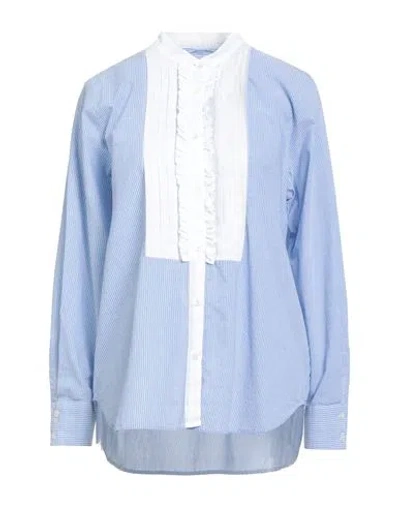 19.70 Nineteen Seventy Woman Shirt Light Blue Size 12 Cotton, Linen In Multi