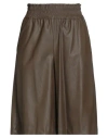 19.70 Nineteen Seventy Woman Shorts & Bermuda Shorts Military Green Size 8 Polyester In Brown