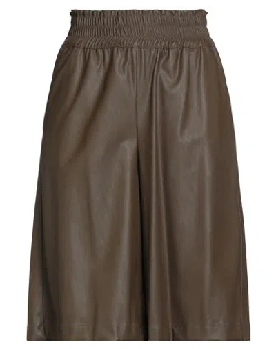 19.70 Nineteen Seventy Woman Shorts & Bermuda Shorts Military Green Size 8 Polyester In Brown