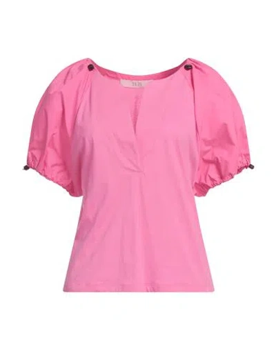 19.70 Nineteen Seventy Woman T-shirt Fuchsia Size M Cotton In Pink