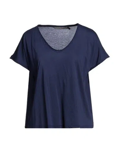19.70 Nineteen Seventy Woman T-shirt Navy Blue Size 6 Cotton