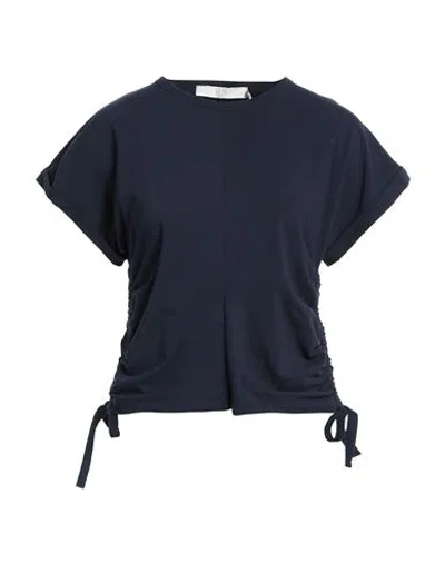 19.70 Nineteen Seventy Woman T-shirt Navy Size L Cotton, Elastane In Blue