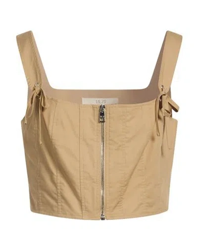 19.70 Nineteen Seventy Woman Top Beige Size 6 Cotton