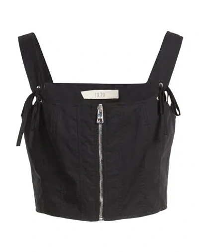 19.70 Nineteen Seventy Woman Top Black Size 10 Cotton