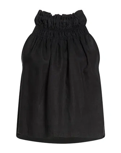 19.70 Nineteen Seventy Woman Top Black Size 6 Linen