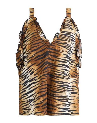 19.70 Nineteen Seventy Woman Top Brown Size 12 Cotton