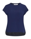 19.70 Nineteen Seventy Woman Top Navy Size S Lyocell, Cotton, Acetate, Silk In Blue
