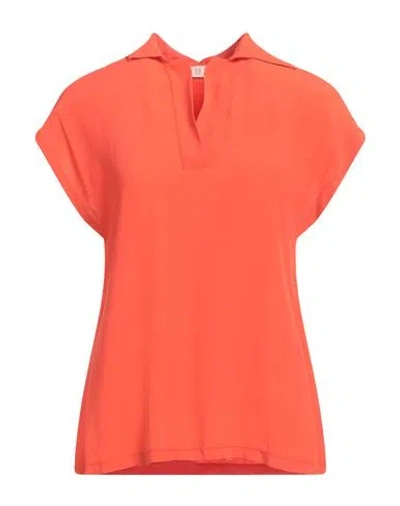 19.70 Nineteen Seventy Woman Top Orange Size S Tencel Lyocell, Cotton In Orange