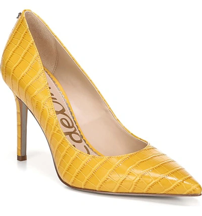 Sam Edelman Hazel Croc-embossed Leather Courts In Dijon Yellow Leather