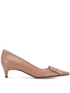 Sergio Rossi 45 Branded Plaque Leather Pumps In Neutral