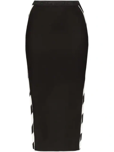 Off-white Diagonal Stripe Athletic Midi Skirt In Black