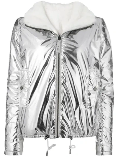 Yves Salomon Fur-lined Hooded Jacket In Silver