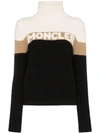 MONCLER MONCLER ROLL-NECK LOGO INTARSIA SWEATER - 黑色