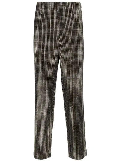 ISSEY MIYAKE CHECK STRAIGHT LEG TROUSERS 