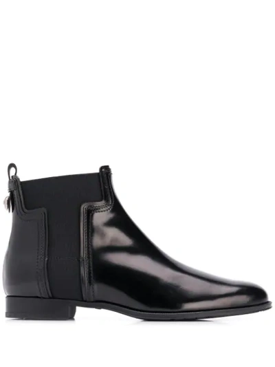 Tod's Leather Chelsea Ankle Boots In Black