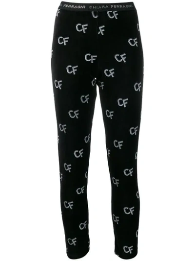 Chiara Ferragni Logo Patterned Leggings In Black