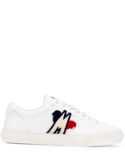 Moncler New Monaco Leather Sneakers In White