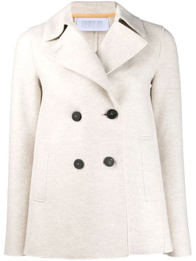 Harris Wharf London Double Breasted Peacoat In Neutrals
