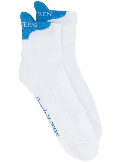 Alexander Mcqueen Two-tone Logo Socks In White