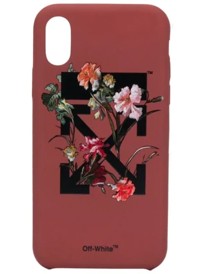 Off-white Arrows Floral Print Iphone Xs Max Case In Bordeaux