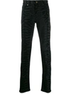 Saint Laurent Zebra Printed Skinny Jeans In Black