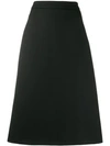 PRADA PRADA A-LINE POPLIN SKIRT - 黑色