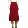 GUCCI GUCCI RED PLEATED GG SKIRT