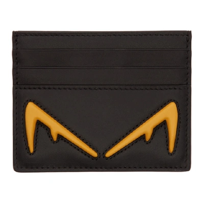 Fendi Diabolik Eyes Leather Card Holder In Black,yellow