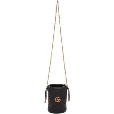 Gucci Gg Marmont 2.0 Mini Leather Bucket Bag In Black