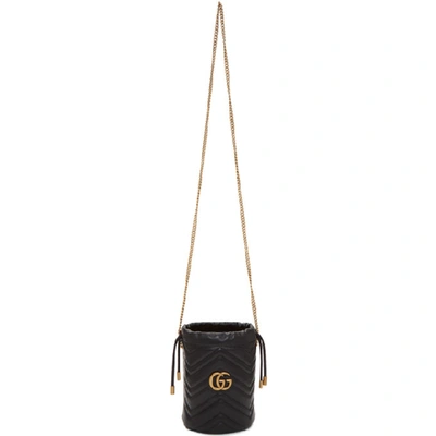 Gucci 迷你“gg Marmont 2.0”皮革水桶包 In Black