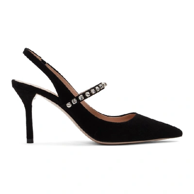 Miu Miu Women's Jeweled Suede Slingback Pumps In Black