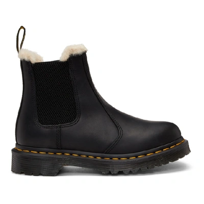 Dr. Martens Damen Leder 2976 Leonore Chelsea Stiefel Mit Kunstpelzfutter In Black Wyoming