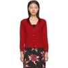 PRADA PRADA RED KNIT LOGO CARDIGAN